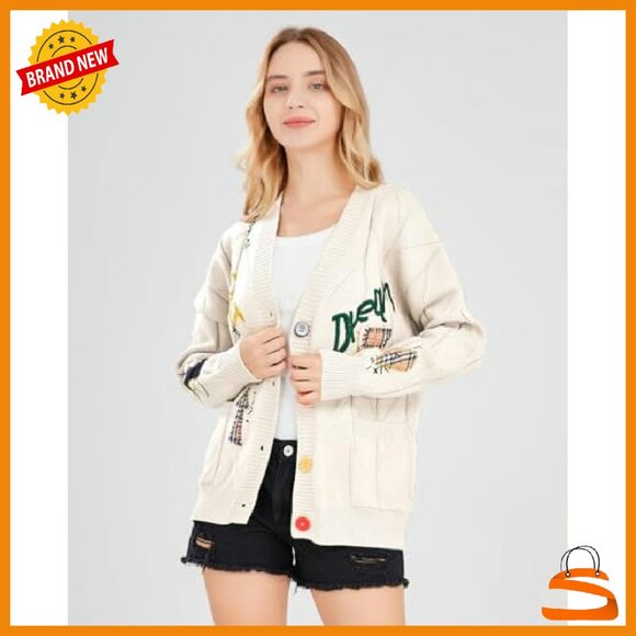 Wool Blend Cable Knit Cardigan V-Neck Open Front Pockets - Picture 5 of 8